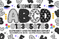 Geometric Alphabet png clipart, geometric doodle letters Product Image 1