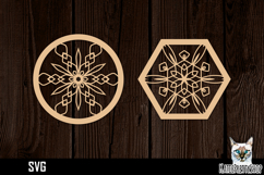 Lasercut Snowflake Coasters, Christmas coaster svg cut file Product Image 1