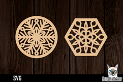 Lasercut Snowflake Coasters, Christmas coaster svg cut file Product Image 1