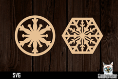 Lasercut Snowflake Coasters, Christmas coaster svg cut file Product Image 1