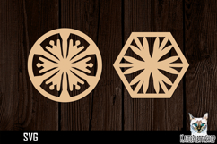 Lasercut Snowflake Coasters, Christmas coaster svg cut file Product Image 1