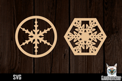 Lasercut Snowflake Coasters, Christmas coaster svg cut file Product Image 1