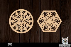Lasercut Snowflake Coasters, Christmas coaster svg cut file Product Image 1