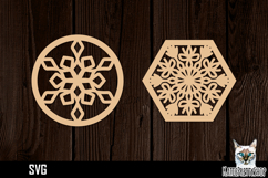 Lasercut Snowflake Coasters, Christmas coaster svg cut file Product Image 1