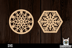 Lasercut Snowflake Coasters, Christmas coaster svg cut file Product Image 1