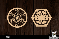Lasercut Snowflake Coasters, Christmas coaster svg cut file Product Image 1