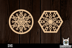 Lasercut Snowflake Coasters, Christmas coaster svg cut file Product Image 1
