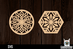 Lasercut Snowflake Coasters, Christmas coaster svg cut file Product Image 1