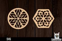 Lasercut Snowflake Coasters, Christmas coaster svg cut file Product Image 1