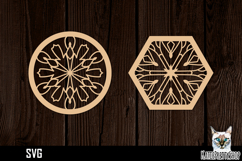 Lasercut Snowflake Coasters, Christmas coaster svg cut file Product Image 1