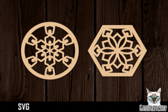 Lasercut Snowflake Coasters, Christmas coaster svg cut file Product Image 1