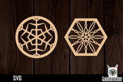 Lasercut Snowflake Coasters, Christmas coaster svg cut file Product Image 1