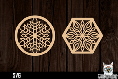 Lasercut Snowflake Coasters, Christmas coaster svg cut file Product Image 1