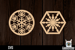 Lasercut Snowflake Coasters, Christmas coaster svg cut file Product Image 1