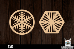 Lasercut Snowflake Coasters, Christmas coaster svg cut file Product Image 1