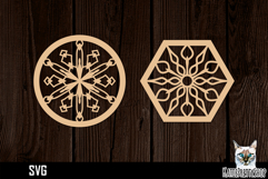 Lasercut Snowflake Coasters, Christmas coaster svg cut file Product Image 1