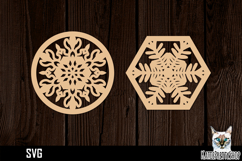 Lasercut Snowflake Coasters, Christmas coaster svg cut file Product Image 1