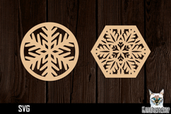 Lasercut Snowflake Coasters, Christmas coaster svg cut file Product Image 1