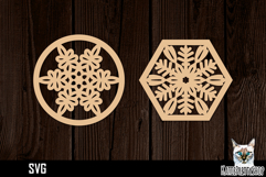 Lasercut Snowflake Coasters, Christmas coaster svg cut file Product Image 1