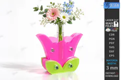 Acrylic Gradient Vase Laser Cut | Modern Acrylic Flower Vase Product Image 3
