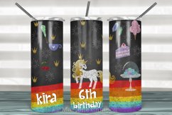 Unicorn Chalk Skinny Tumbler 20oz | Sublimation| White, Gold Product Image 1