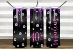 Glamour 40th and Fabulous Skinny Tumbler Sublima |Purple Product Image 1