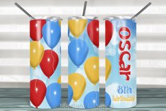 Balloons Skinny Tumbler 20oz | Sublimation|red, blue, yellow Product Image 1