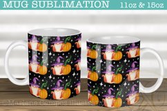 Gnome Halloween Mug Sublimation Pattern/ Pumpkin/ Black Product Image 1