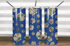 Sea Shell Skinny Tumbler Sublimation 20oz| Blue, Gold Product Image 1