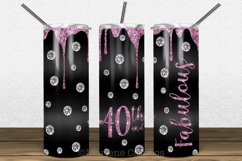 Glamour 40th and Fabulous Skinny Tumbler Sublima |Rose Gold Product Image 1
