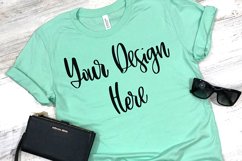 Bella Canvas 3001 Mint Mockup Photo - Flatlay Photo Product Image 1