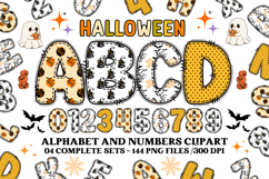 Halloween Alphabet png clipart, halloween letters doodle Product Image 1
