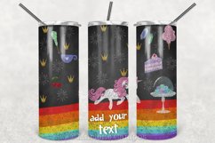 Unicorn Chalk Skinny Tumbler 20oz | Sublimation| White, Pink Product Image 2
