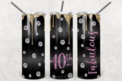 Glamour 40th and Fabulous Skinny Tumbler Sublima |Gold-RG Product Image 2