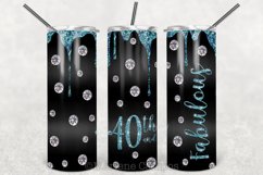 Glamour 40th and Fabulous Skinny Tumbler Sublima |Turquoise Product Image 2