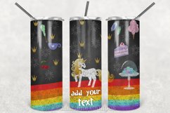 Unicorn Chalk Skinny Tumbler 20oz | Sublimation| White, Gold Product Image 2