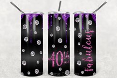Glamour 40th and Fabulous Skinny Tumbler Sublima |Purple Product Image 2