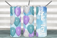 Balloons Skinny Tumbler 20oz | Sublimation| Purple, Mint Product Image 2