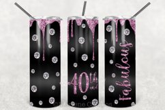Glamour 40th and Fabulous Skinny Tumbler Sublima |Rose Gold Product Image 2
