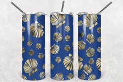 Sea Shell Skinny Tumbler Sublimation 20oz| Blue, Gold Product Image 2