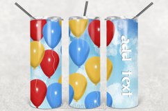 Balloons Skinny Tumbler 20oz | Sublimation|red, blue, yellow Product Image 2