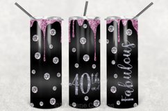 Glamour 40th and Fabulous Skinny Tumbler Sublima |RG, Silver Product Image 2