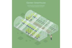 Garden greenhouse banner, isometric style Product Image 1