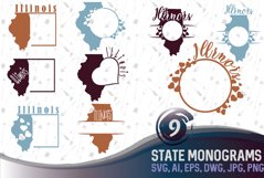 Illinois Monograms SVG, JPG, PNG, DWG, CDR, EPS, AI Product Image 1