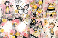 25 Dotted Bee Butterfly Digital Paper 8.5x11 JPG journa Product Image 3