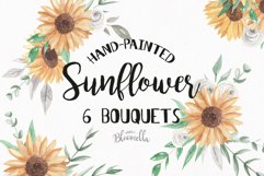 Watercolor Sunflower Clipart Bouquets Flowers Summer Golden Product Image 1