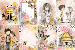 25 Dotted Bee Butterfly Digital Paper 8.5x11 JPG journa Product Image 1