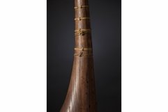 Part ancient Asian stringed musical instrument on black Product Image 1
