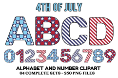 4th July Alphabet png clipart, independence letters doodle Product Image 1
