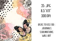 25 Dotted Bee Butterfly Digital Paper 8.5x11 JPG journa Product Image 4